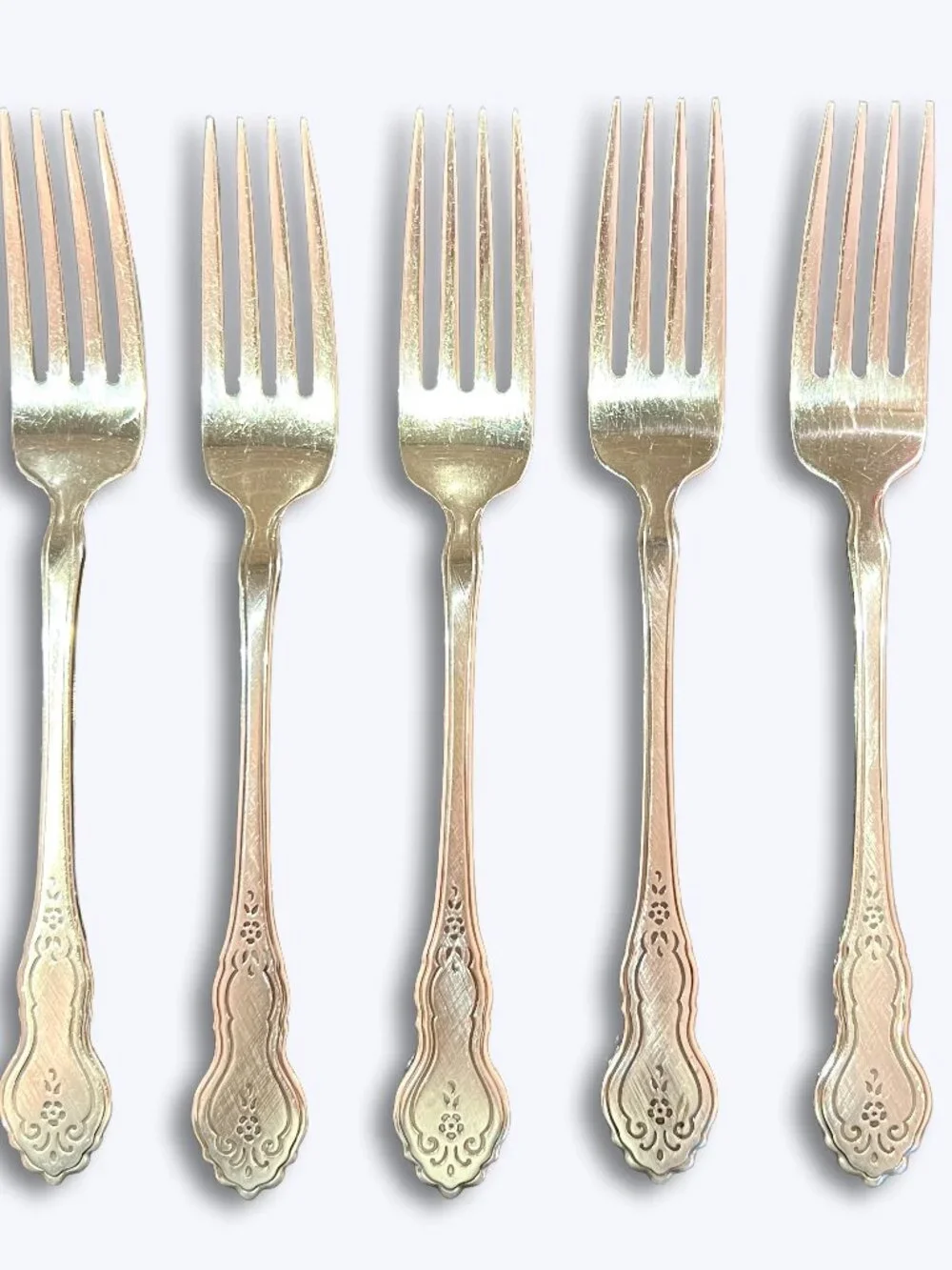 Oneida Stainless Folk Art Meredith Set of 5 Dinner Forks Deluxe Burnished 7 3/8